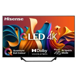 Hisense A79NQ 43 Inch 4K UHD Smart TV met HDR-ondersteuning en slank design, ideaal voor een meeslepende kijkervaring in elk interieur.